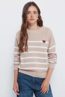 Springfield Jersey rayas algodón corazón nude Best