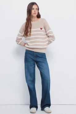 Springfield Jersey rayas algodón corazón nude Best