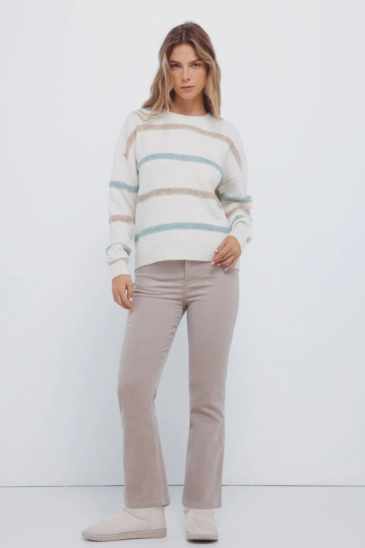 Springfield Jersey rayas bicolor nude Discount