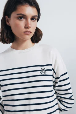 Springfield Jersey rayas combinado detalle bordado nude Best