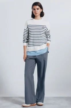 Springfield Jersey rayas combinado detalle bordado nude Best