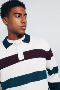 Springfield Jersey rayas cuello polo blanco New