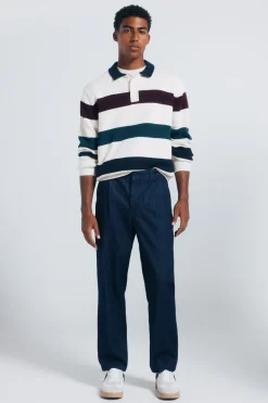 Springfield Jersey rayas cuello polo blanco New