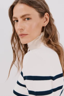 Cortefiel Jersey rayas cuello vuelto Estampado azul Online