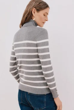 Cortefiel Jersey rayas cuello vuelto Gris Hot