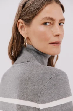 Cortefiel Jersey rayas cuello vuelto Gris Hot