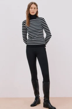 Cortefiel Jersey rayas cuello vuelto Negro Outlet