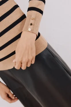 Cortefiel Jersey rayas cuello vuelto Beige New