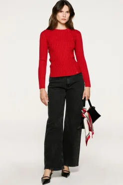 Selected Jersey rib abotonado slim fit. Rojo Sale