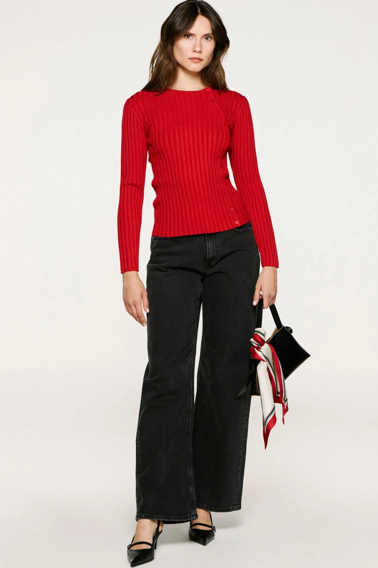 Selected Jersey rib abotonado slim fit. Rojo Sale