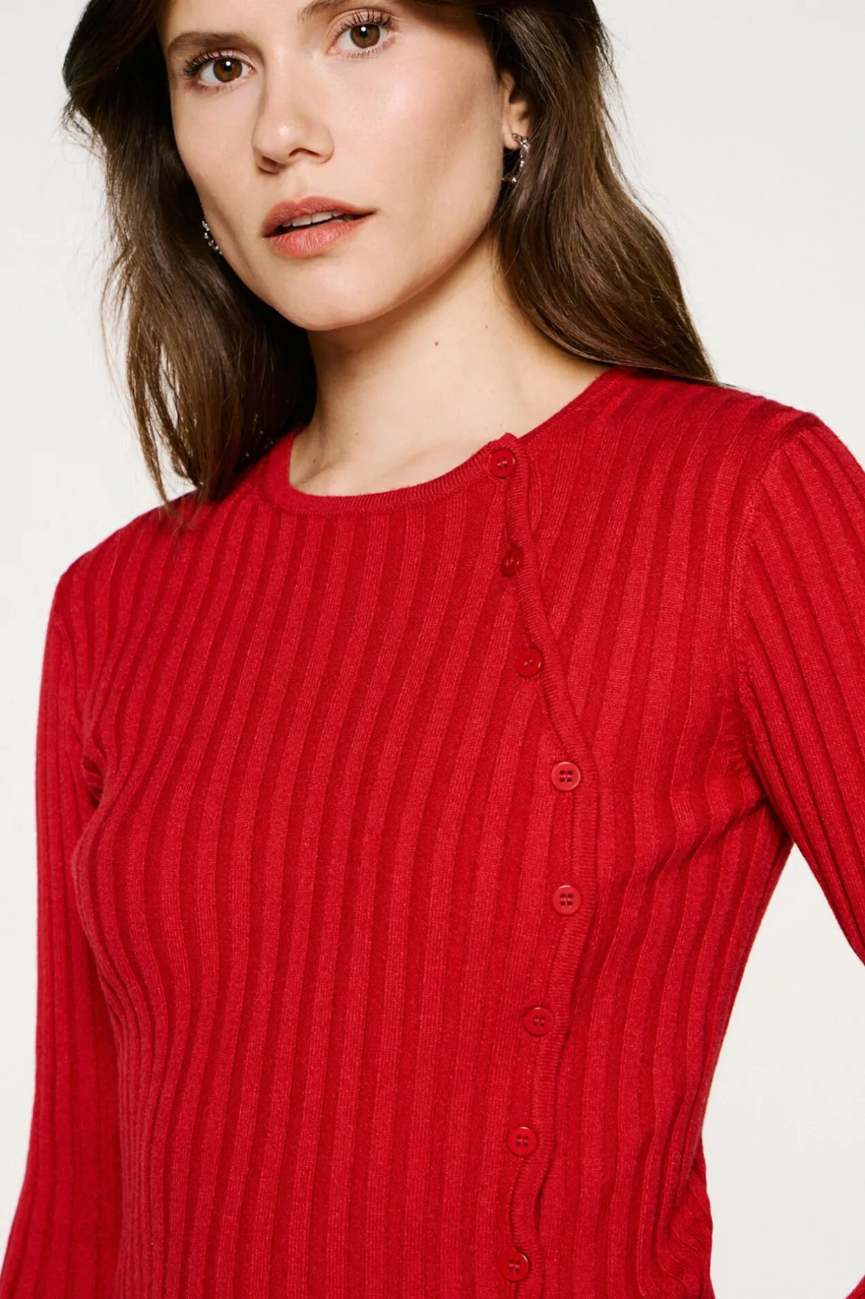 Selected Jersey rib abotonado slim fit. Rojo Sale