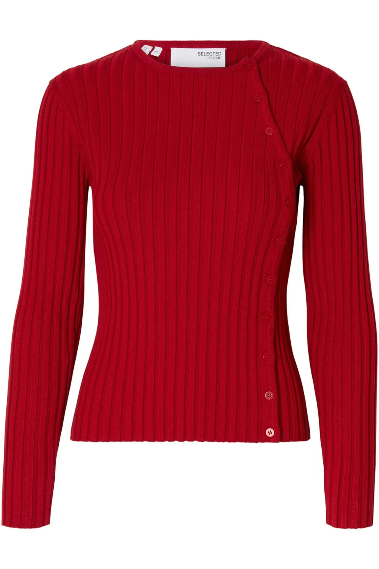 Selected Jersey rib abotonado slim fit. Rojo Sale