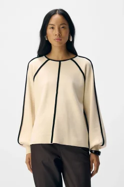 Object Jersey ribete contraste Beige Online