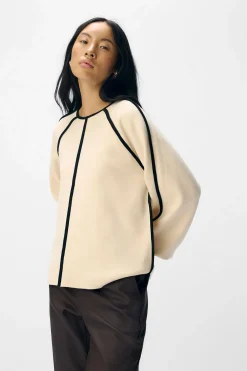 Object Jersey ribete contraste Beige Online