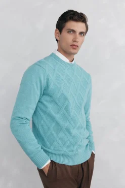 Pedro del Hierro Jersey rombos cuello redondo Azul Sale
