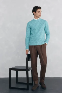 Pedro del Hierro Jersey rombos cuello redondo Azul Sale