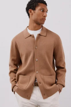 Cortefiel Jersey sobrecamisa punto algodón Beige Sale