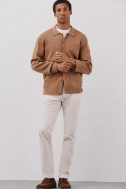 Cortefiel Jersey sobrecamisa punto algodón Beige Sale