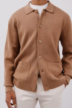 Cortefiel Jersey sobrecamisa punto algodón Beige Sale