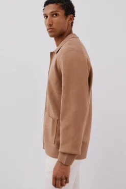 Cortefiel Jersey sobrecamisa punto algodón Beige Sale