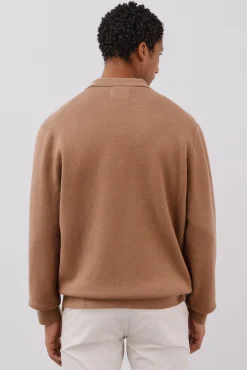 Cortefiel Jersey sobrecamisa punto algodón Beige Sale