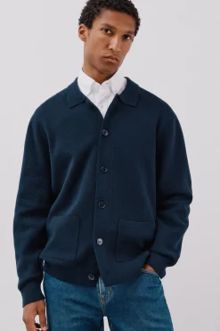 Cortefiel Jersey sobrecamisa punto algodón Azul marino Online