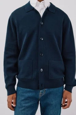 Cortefiel Jersey sobrecamisa punto algodón Azul marino Online