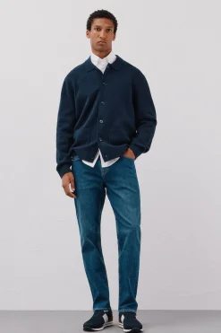 Cortefiel Jersey sobrecamisa punto algodón Azul marino Online