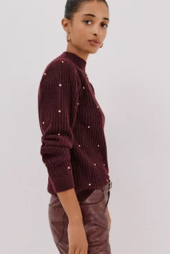 Cortefiel Jersey tachas doradas Granate Hot