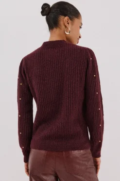 Cortefiel Jersey tachas doradas Granate Hot