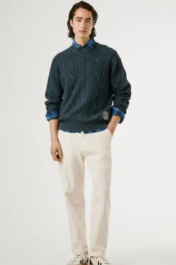 Pepe Jeans Jersey Trenzado Cuello Redondo azul Online