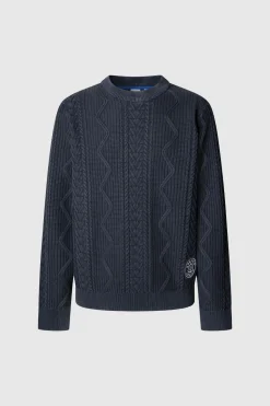 Pepe Jeans Jersey Trenzado Cuello Redondo azul Online