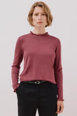 Cortefiel Jersey volante cuello Vino Best