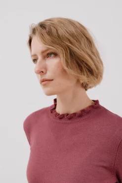 Cortefiel Jersey volante cuello Vino Best