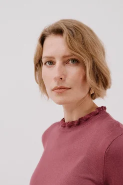 Cortefiel Jersey volante cuello Vino Best