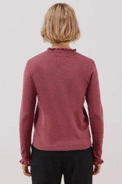 Cortefiel Jersey volante cuello Vino Best