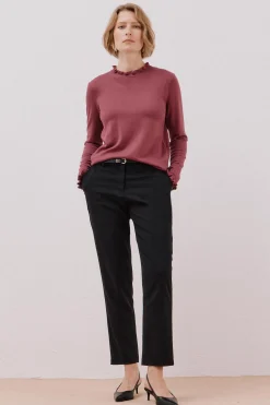 Cortefiel Jersey volante cuello Vino Best