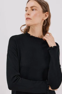 Cortefiel Jersey volante cuello Negro