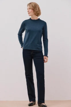 Cortefiel Jersey volante cuello Azul Clearance