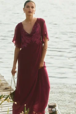 Hoss Intropia Laura. Vestido midi Granate Clearance