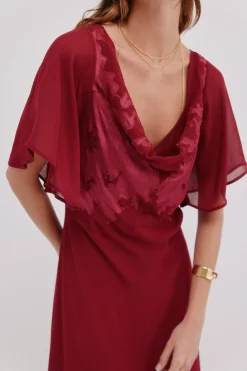 Hoss Intropia Laura. Vestido midi Granate Clearance