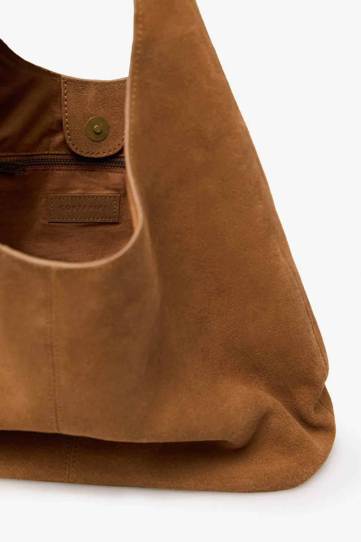 Cortefiel Leather weaved hobo Marrón Best