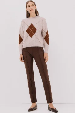 Cortefiel Legging de mujer de efecto ante Marr&oacute;n oscuro New