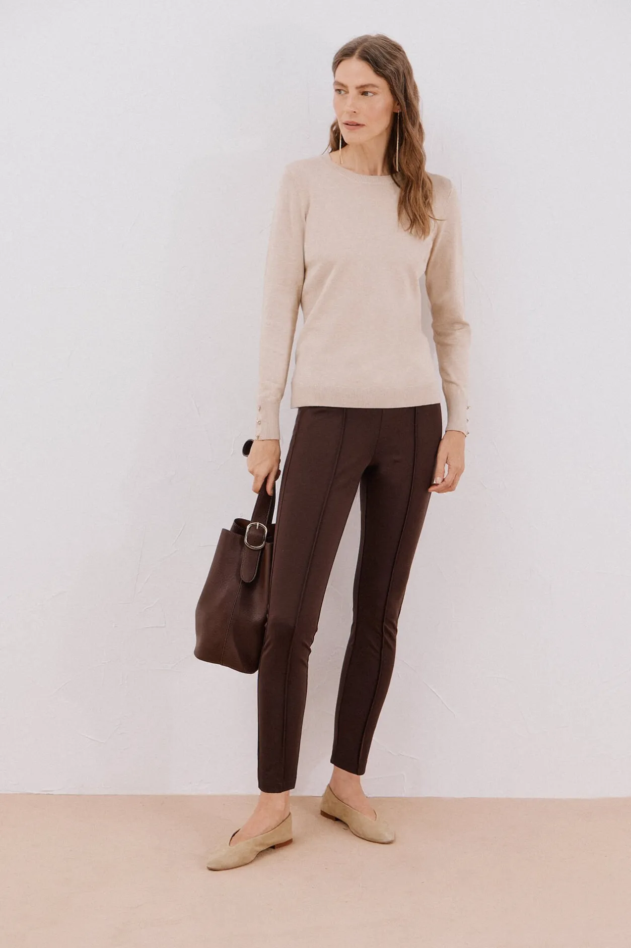 Cortefiel Legging de mujer de punto Marrón New