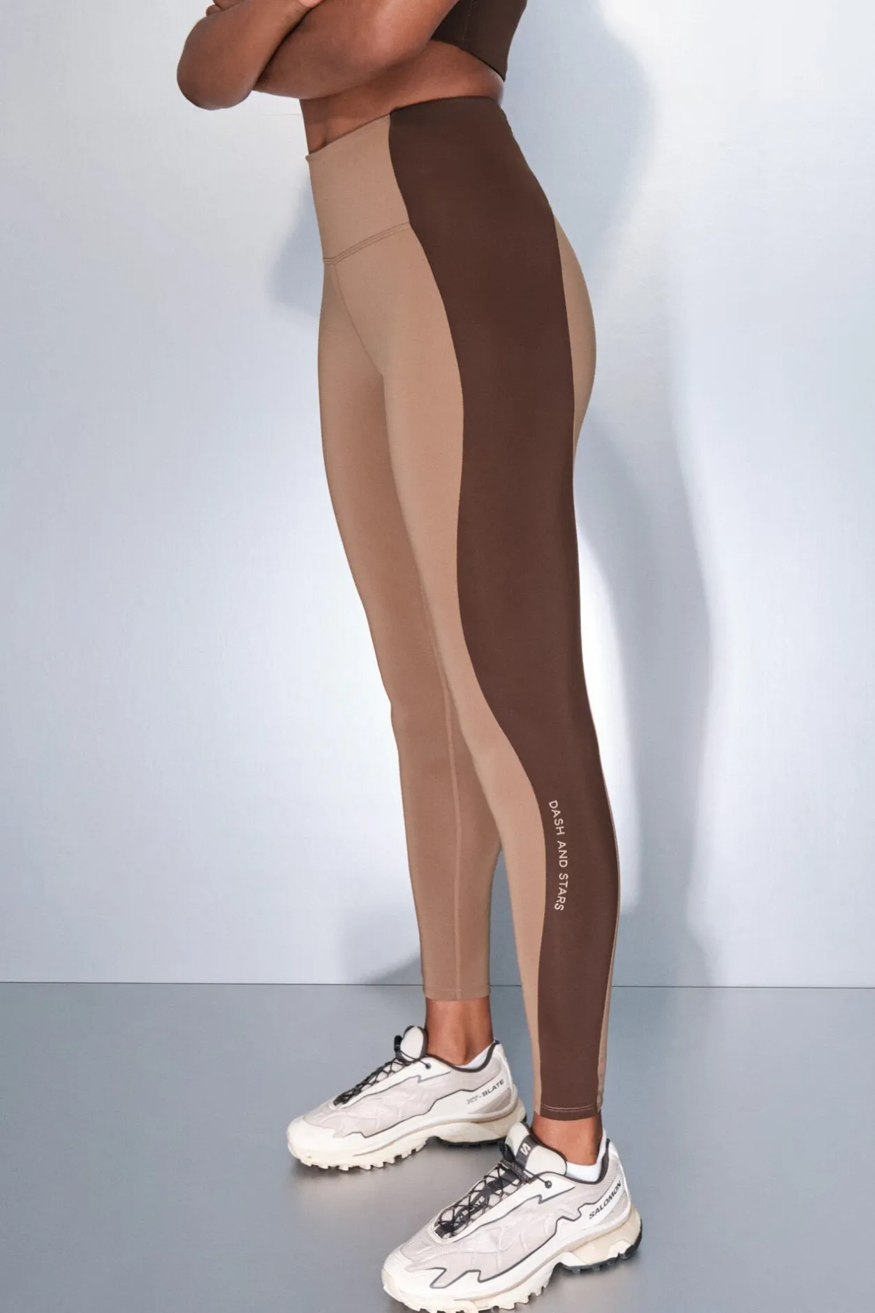 Dash and Stars Leggings 4D STRETCH color block nude Best