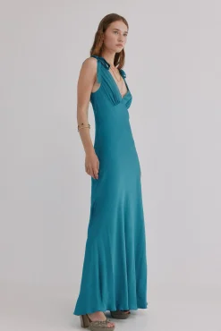 Hoss Intropia Leonor. Vestido fluido Turquesa Outlet