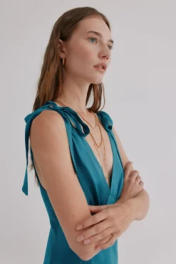 Hoss Intropia Leonor. Vestido fluido Turquesa Outlet