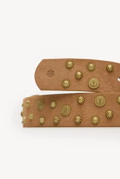 Hoss Intropia Lianna. Cinturón serraje con tachas Marron Sale