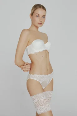 Ivette Bridal Liguettes Bridal con encaje y bandas de silicona marfil