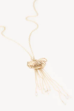 Hoss Intropia Luz. Collar largo hoja Dorado Best